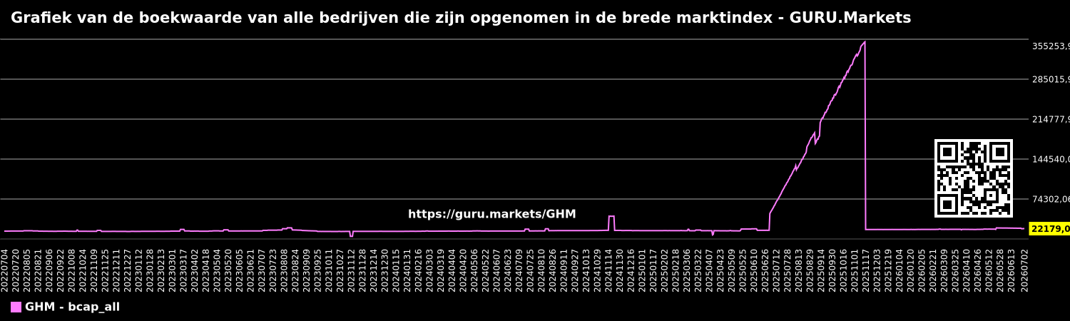 Grafiek van de boekwaarde van alle bedrijven die zijn opgenomen in de brede marktindex - GURU.Markets